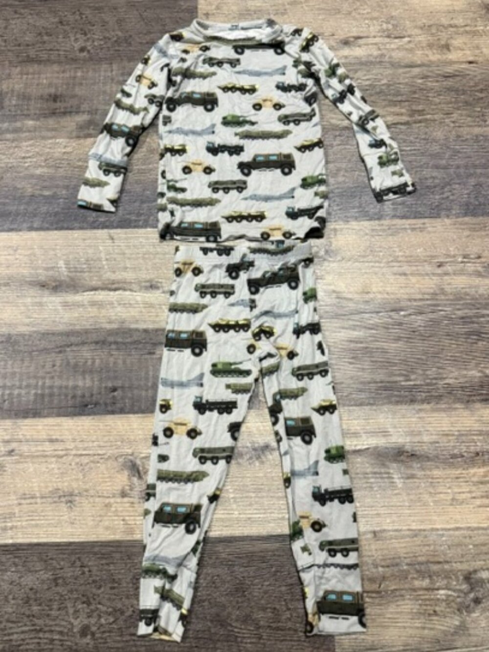 Posh Peanut 2T Months Pajamas Army Truck Print